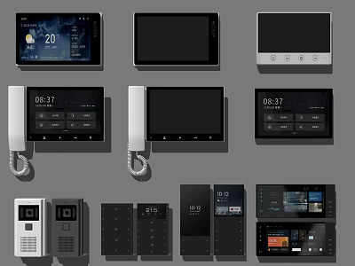 Smart Door Bell Collection With Digital Screens Time And Weather Display Features 3d model
