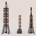 Industrial Equipment Featuring Tall Towers Chimneys Platforms And Support Structures