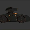 Green Rusty Tank With Orange Stripes Top Machine Gun Armored Vehicle Design