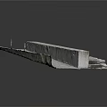 Textured Stone Slab Terrain Structure Featuring Platform Steps And Rectangular Area