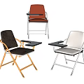 Folding Office Chairs With Writing Tablets In Multiple Colors For Workspaces 3d model
