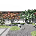 Japanese landscape sketch landscape tree 3d model