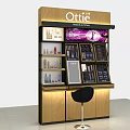 Modern Wooden Ottie Cosmetics Display Shelf With Multiple Layers And Makeup Items 3d model