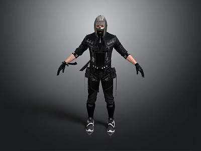Full Body Tactical Combat Outfit With Helmet Mask Gloves And Black Boots 3d model