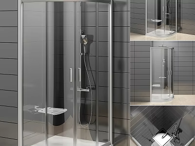 Modern Shower Sauna Interior Design With Glass Enclosure And Ceramic Tile Wall 3d model