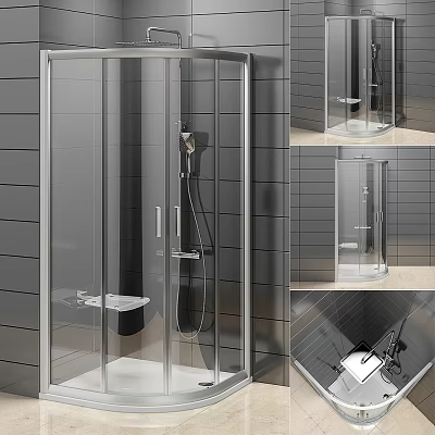 Modern Shower Sauna Interior Design With Glass Enclosure And Ceramic Tile Wall 3d model
