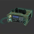 Military Grade Radio Communication Device With Blue LCD Display Control Buttons And Coiled Cable