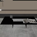 Rectangular Modern Coffee Table With Sleek Surface And Decorative Items In Living Room Interior 3d model