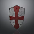 Vintage Shield Design Featuring Red White Cross And Weathered Metallic Surface