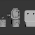 Concrete Toilet With Sink And White Tank In Modern Bathroom Setup