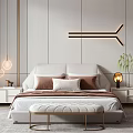 Modern background double bedding 3d model