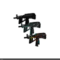 Three Colorful Tactical Guns With Vibrant Graffiti Patterns And Modern Designs