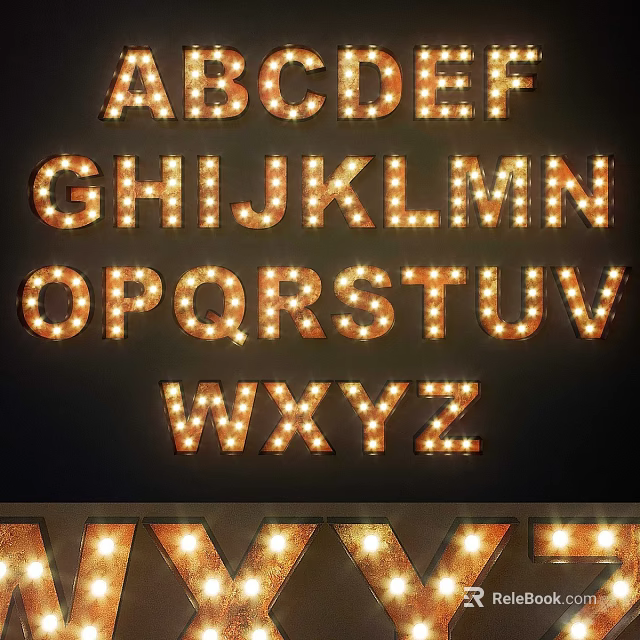 Illuminated Alphabet Letter Chandelier with Glowing ABCDEFGHIJKLMNOPQRSTUVWXYZ for Interior Decor 3d model 