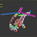 Metal Helicopter Model With Detailed Mechanical Structure Rotor Blades And Wheels
