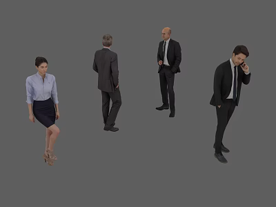 Group of Business People in Formal Attire Standing in Various Poses 3d model