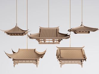 New Chinese Chandelier Ancient Building Chandelier 3d model