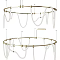 Minimalist Modern Chandelier With Brass Circular Frame And White Curved Tubes
