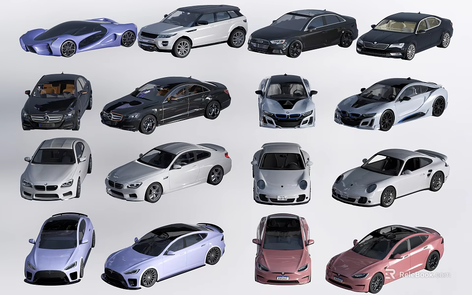 Diverse Car Models In Multiple Colors And Various Styles On 3d model