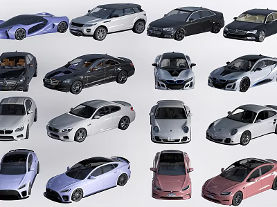 Diverse Car Models In Multiple Colors And Various Styles On 3d model