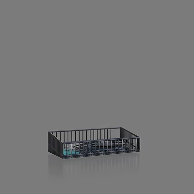 Sturdy Black Metal Storage Basket With Grid Design For Home Organization 3d model