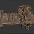 Rocky Stone Cliff With Wooden Tree Roots And Small Green Plants In Natural Environment