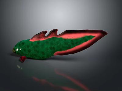 Vibrant Green Spotted Aquatic Animal With Red Fins And Unique Appearance 3d model