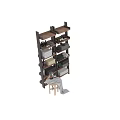 Organized Laundry Daily Use Essentials Shelf With Stacked Towels Assorted Bottles And Potted Plants