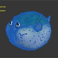 Cute Blue And White Puffer Fish With Big Eyes And Spikes