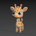 Cute Cartoon Giraffe Character With Big Blue Eyes Small Horns And Brown Spots
