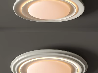 Modern Round Ceiling Light with Soft Glow and White Circular Frame for Interior 3d model