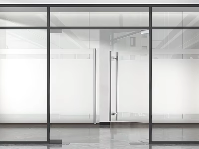 Modern Glass Partition With Black Frame And Clear Glass For Office Space Design 3d model