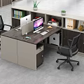 Modern Office Desk Workspace With Dual Monitors Computer Chair Files And Green Plants
