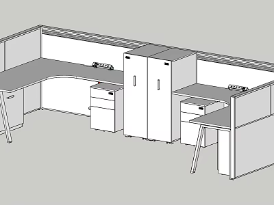 Efficient Modular Office Desk Workstation With Drawers Dividers And Storage Cabinets 3d model