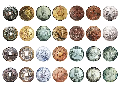 Vintage Ancient Coins Collection With Diverse Historical Designs And Metallic Finishes 3d model