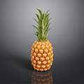 Fresh Ripe Pineapple With Golden Yellow Spiky Exterior And Green Leafy Top