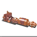 Industrial Equipment Setup With Red Orange Motor Pump And Control Panel