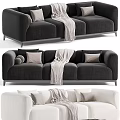 Elegant Modern Sofa In Neutral Colors With Decorative Pillows And Cozy Throw Blanket