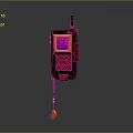 Vintage Mobile Phone With Antenna Yellow Pink Screen Red Buttons And Strap