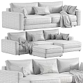 Modern Minimalist Fabric Double Seater Sofa With Soft Pillows Throw Blankets And Various Color Choices