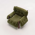 Comfortable Green Plush Leisure Chair With Wooden Arms And Vintage Design
