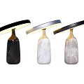 Modern Table Lamps With Marble Bases And Black Round Shades In Three Colors
