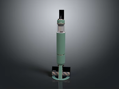 Green Vertical Computer Peripheral With Metal Base Transparent Middle And Black Top 3d model