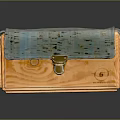 Wooden Storage Box With Blue Cork Lid And Metal Lock For Home Organizing Decor