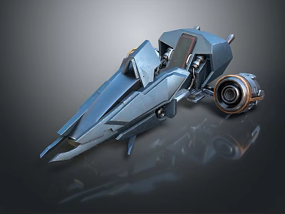 Futuristic Mechanical Device With Sharp Metal Structure Gear And Wheel Components 3d model