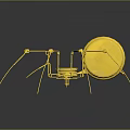Yellow Mechanical Spider Like Structure With Long Legs And Circular Component