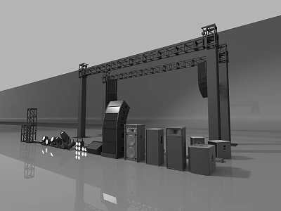 Professional Stage Lighting Combination Setup With Truss Frame And Sound Equipment 3d model