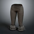 Brown Straight Leg Trousers With Ruffled Hemline And Pleated Waist Design