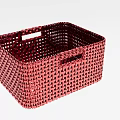 Red Woven Storage Basket With Handles For Household Organization And Daily Use