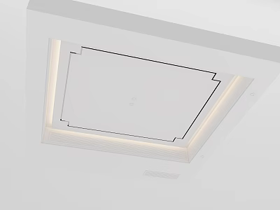 Modern Ceiling Design With Recessed Lighting And Geometric Patterns In Minimalist Interior Space 3d model