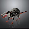 Fierce Animated White Rat Character With Red Eyes Claws Tail And Collar
